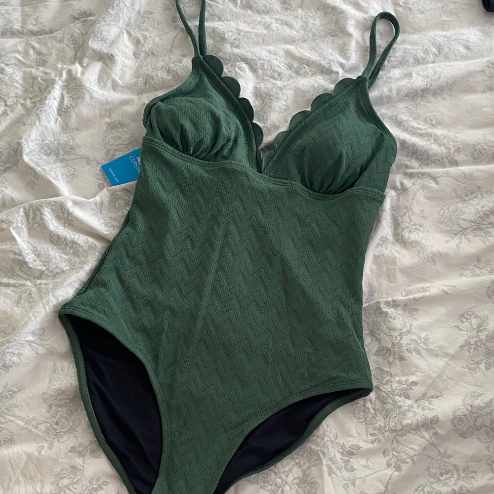 Cupshe Forest Green Scalloped Swimsuit